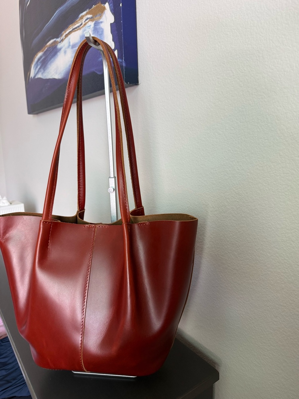 Portland Leather Devan Bucket Tote Large Madrone + Organizer NWOT - Picture 3 of 8